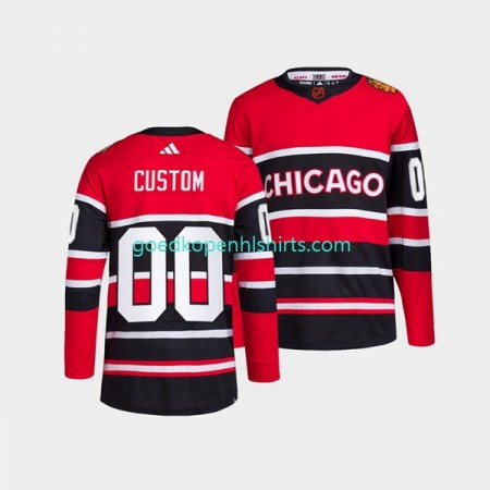 Chicago Blackhawks Custom Adidas 2022-2023 Reverse Retro Rood Authentic Shirt - Mannen